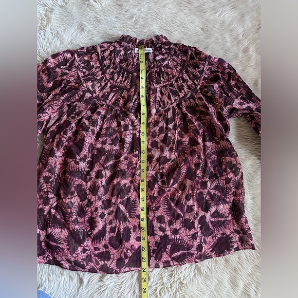 Ulla Johnson Yulia Silk Blend Blouse Top in Bordeaux Metallic Size 6 - Picture 9 of 13